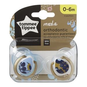 Tommee Tippee Moda Orthodontic Pacifiers - Blue and Gold